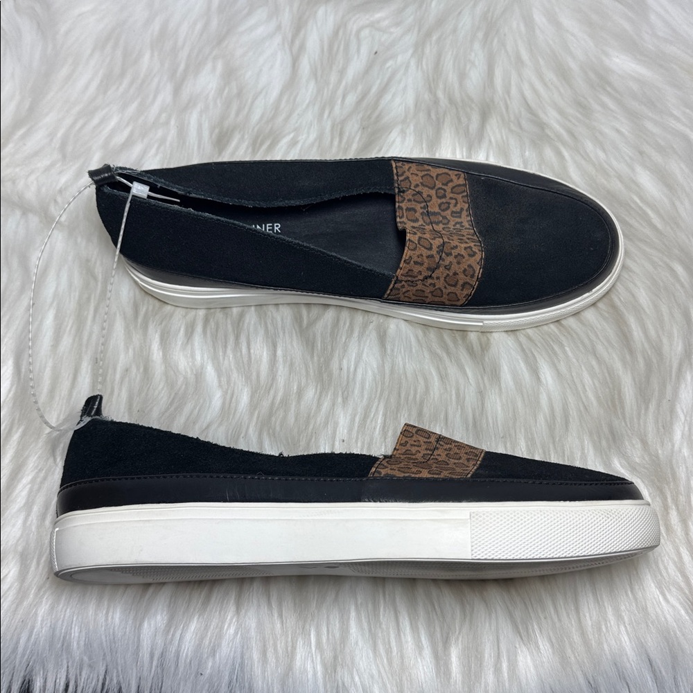 Donald J. Pliner Black Suede/Leopard Print Slip-On Shoes Sz 8‎